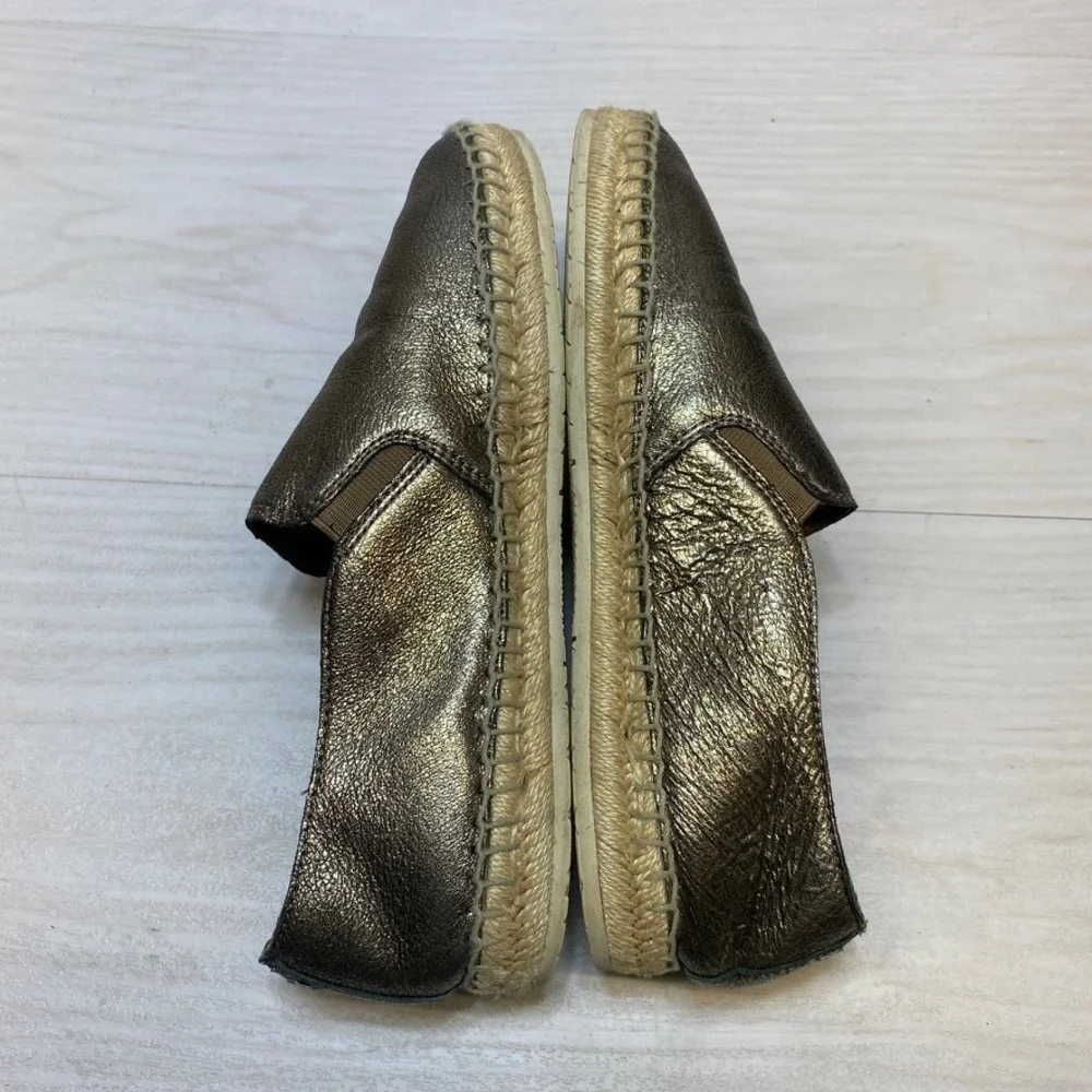 Frye Ivy Espadrille Slip On Gold Metallic Leather‎ Flats 3470070-GSL Womens 7.5M